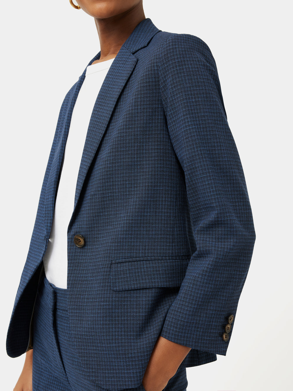3540052 Navy Check Check Ruffle Jacket