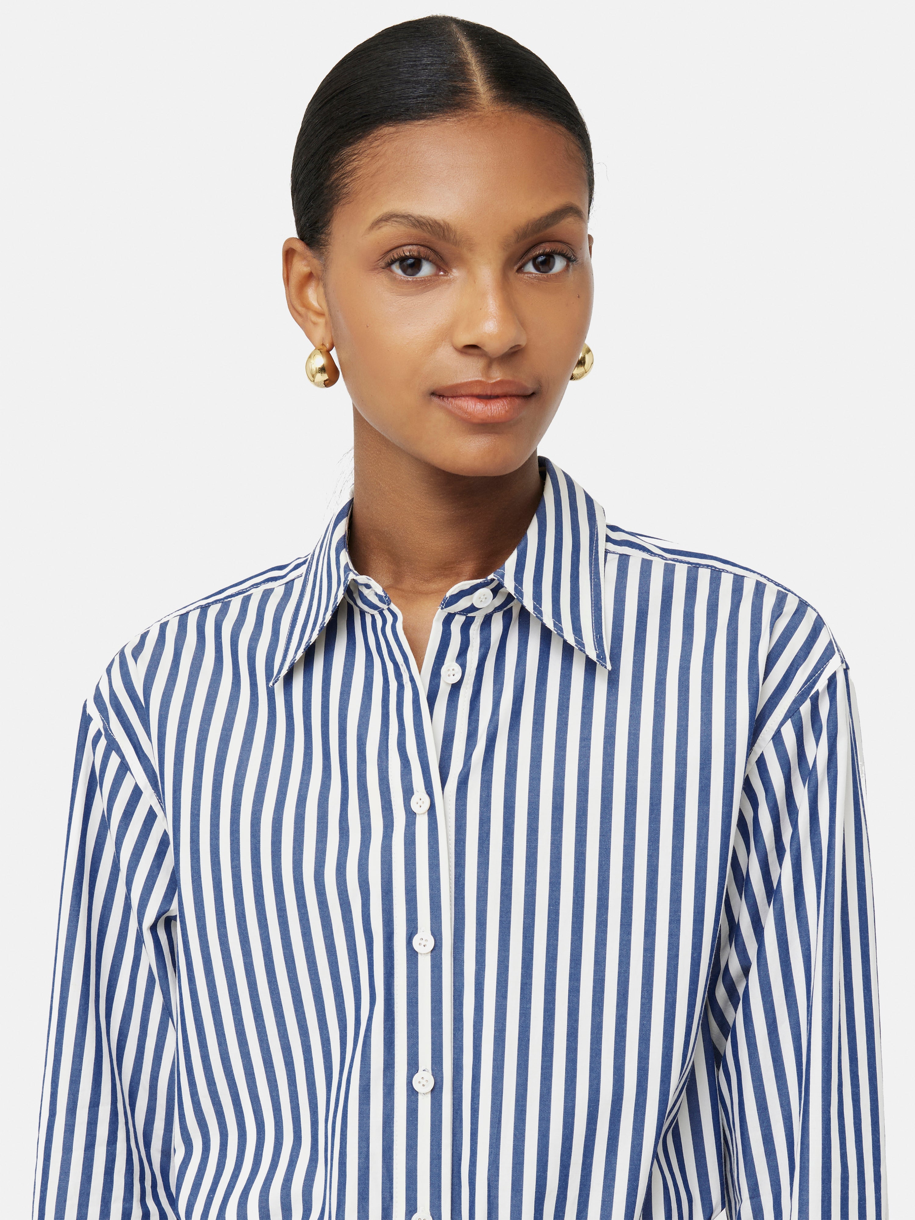 Cotton Poplin Stripe Shirt | Blue – Jigsaw