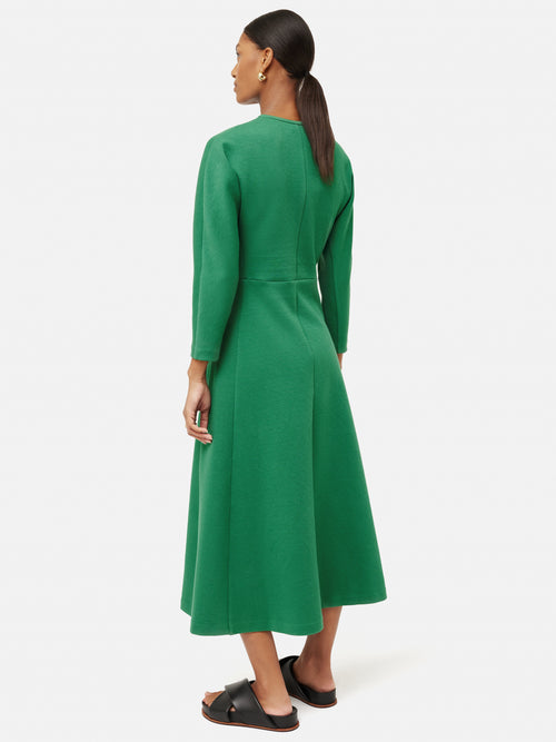 Heavy Crepe Jersey Zip Dress | Green