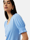 Ruched Sleeve Jersey Top | Blue