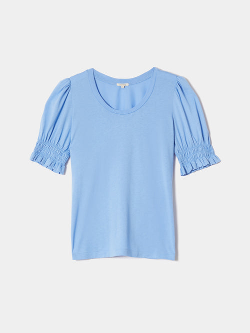 Ruched Sleeve Jersey Top | Blue