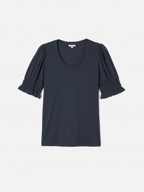 Ruched Sleeve Jersey Top | Grey