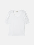 Ruched Sleeve Jersey Top | White