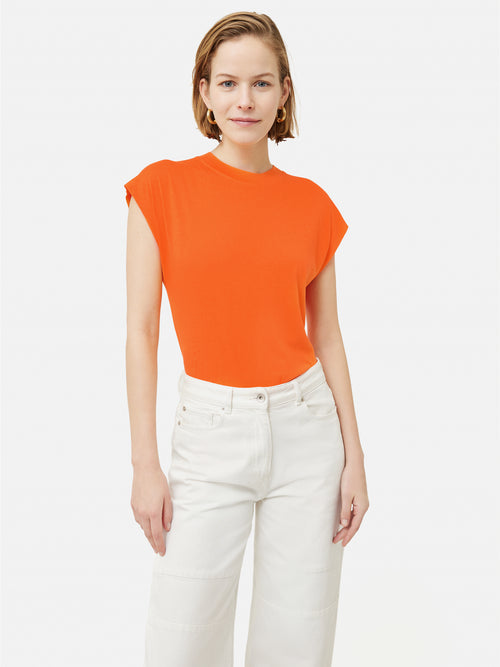 Whitney High Neck T-shirt | Orange