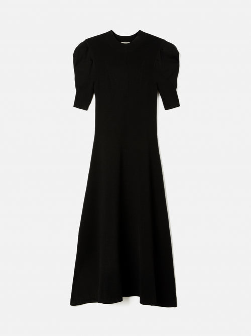 Puff Sleeve Knitted Dress | Black