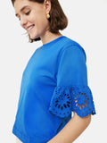 Broderie Anglaise Boxy T-shirt | Blue