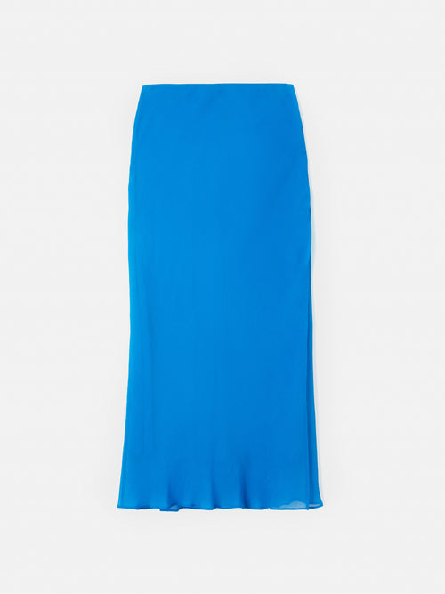 Crinkle Bias Maxi Skirt | Blue