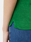 Linen Short Sleeve V Neck Tee | Green