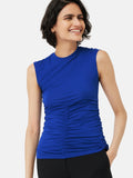 Sheer Supima Ruched Top | Blue
