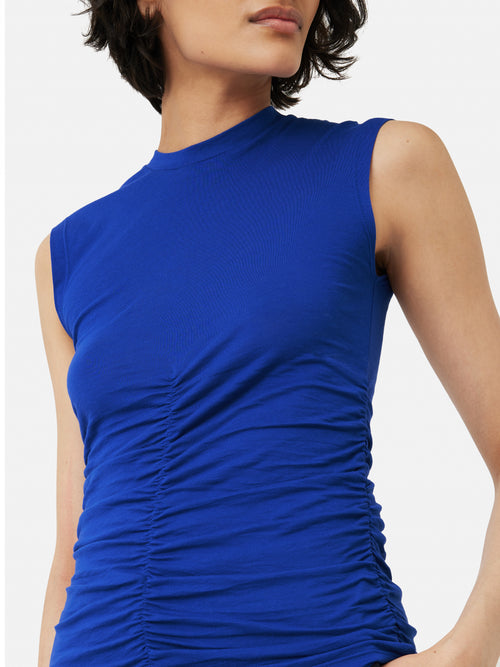 Sheer Supima Ruched Top | Blue