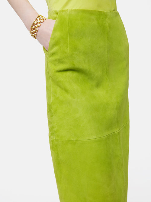 Suede Midi Skirt | Green