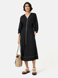 Linen Zip Front Dress | Black