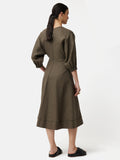 Linen Zip Front Dress | Taupe