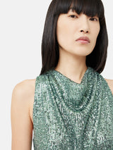 Sequin High Neck Dress | Aqua