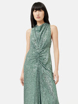 Sequin High Neck Dress | Aqua
