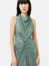 Sequin High Neck Dress | Aqua