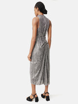 Sequin High Neck Dress | Gunmetal