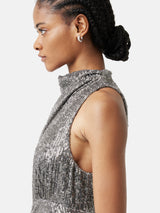 Sequin High Neck Dress | Gunmetal