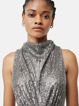 Sequin High Neck Dress | Gunmetal