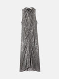 Sequin High Neck Dress | Gunmetal