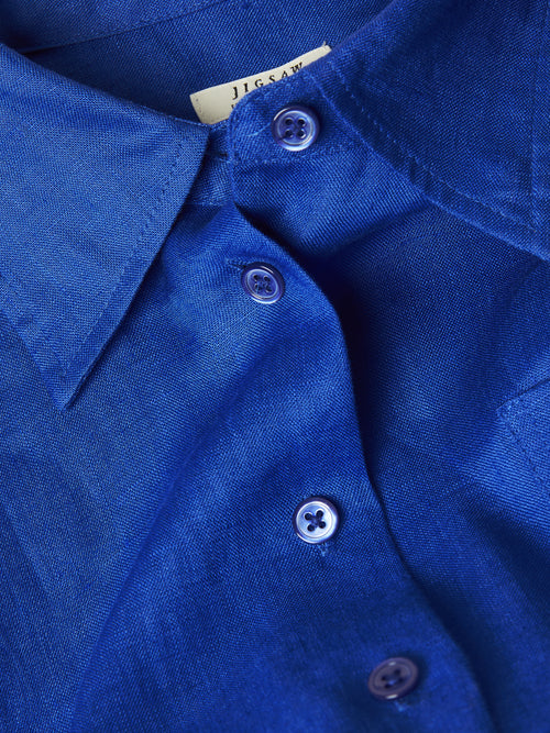 Linen Relaxed Shirt | Blue
