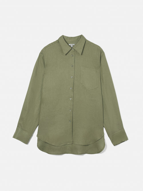 Linen Relaxed Shirt | Khaki