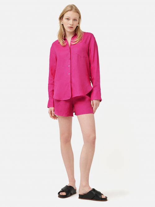 Linen Relaxed Shirt | Pink
