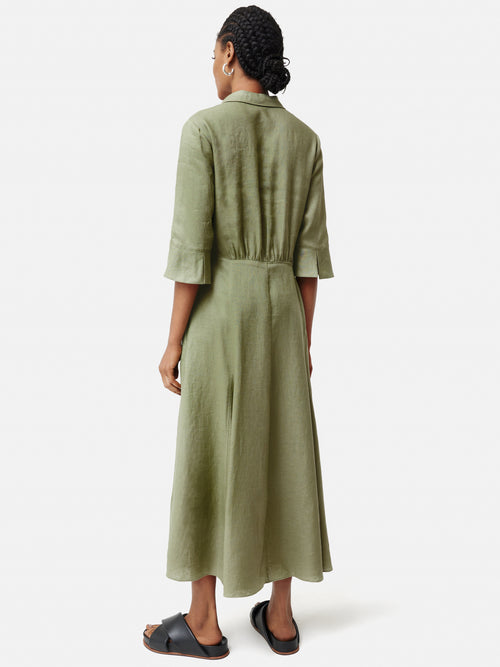 Linen Shirt Dress | Khaki