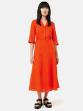 Linen Shirt Dress | Orange