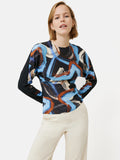 Painted Abstract Silk Front Top | Blue