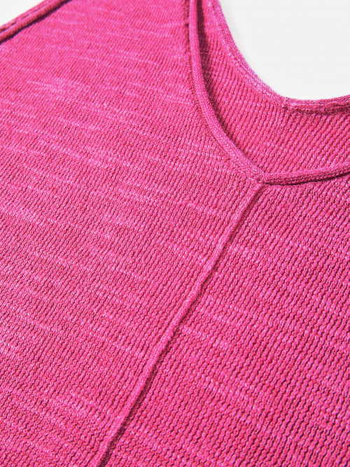 Linen Cotton V Neck Vest | Pink