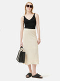 Linen Slub Knitted Skirt | Ivory