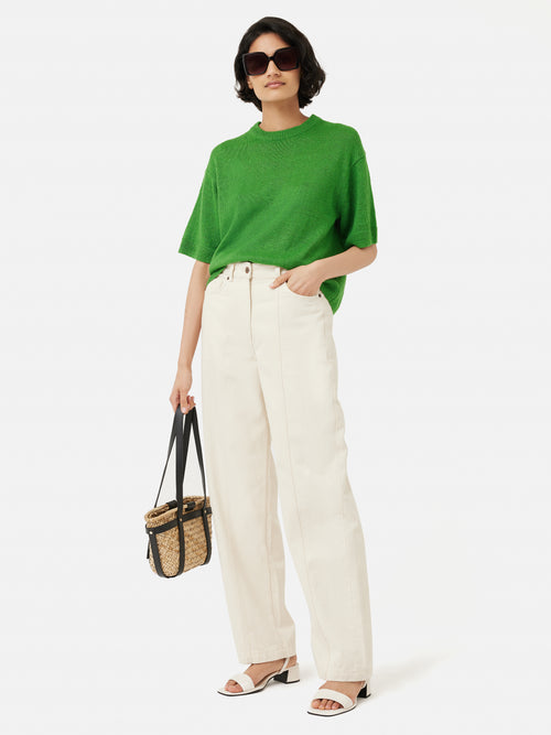Linen Slub Knitted T-shirt | Green