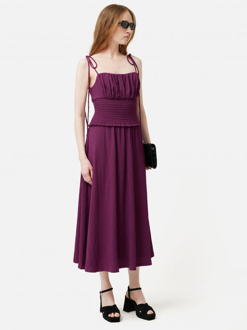 Crinkle Jersey Strap Dress | Purple