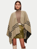 Checked Wool Blend Reversible Cape | Brown