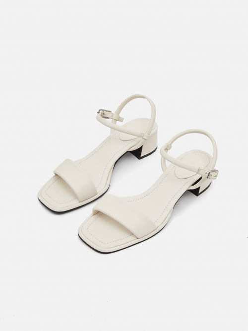 Adel Leather Heeled Sandal | White