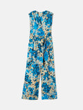 Clouded Leopard Silk Jumpsuit | Blue