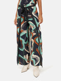 Painted Abstract Silk Culotte | Green