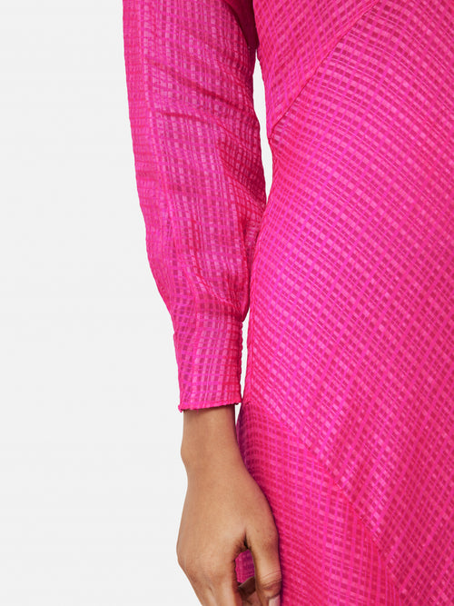 Silk Linen Gauze Maxi Dress | Pink