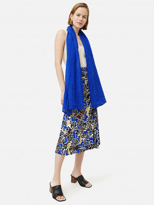 Linen Woven Scarf | Electric Blue