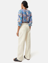 Rave Floral Cotton Crinkle Top | Blue