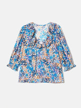 Rave Floral Cotton Crinkle Top | Blue