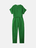 Linen Belted Jumpsuit | Green