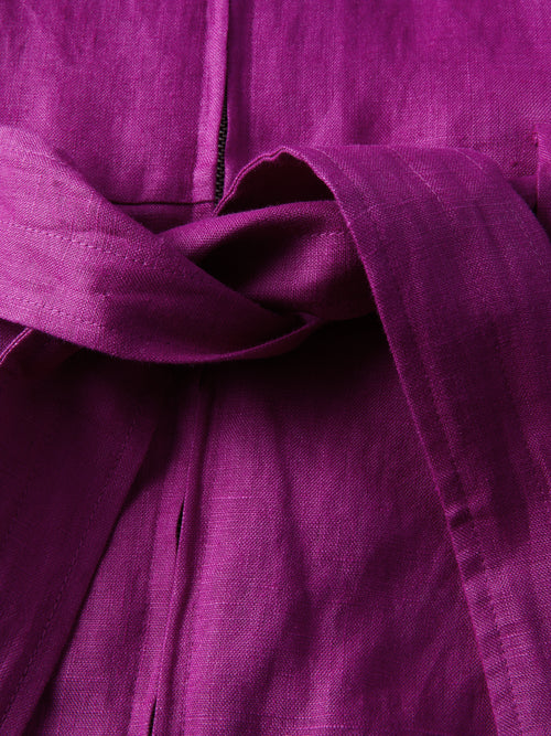 Linen Belted Jumpsuit | Magenta