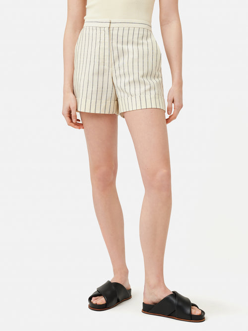 Italian Pinstripe Shorts | White