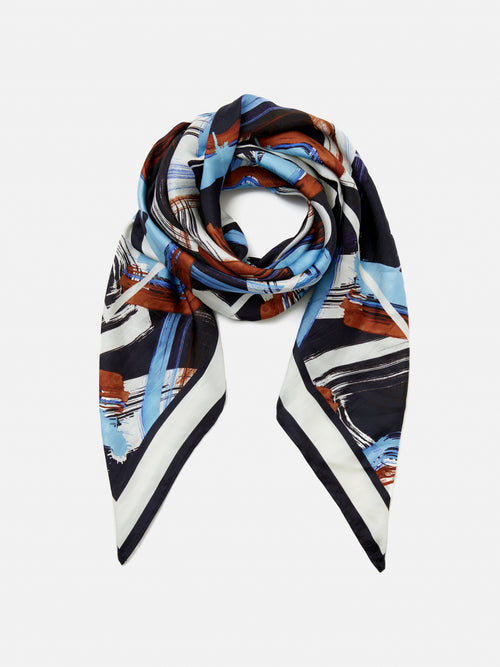 Painted Abstract Silk Twill Scarf | Multi