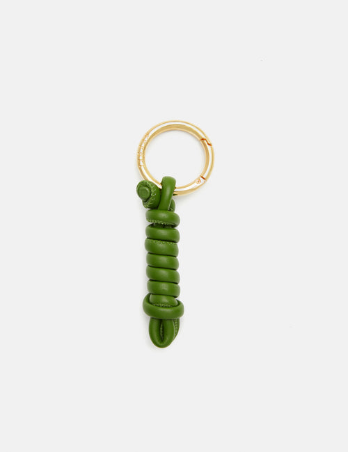 Knotted Leather Keyring | Green