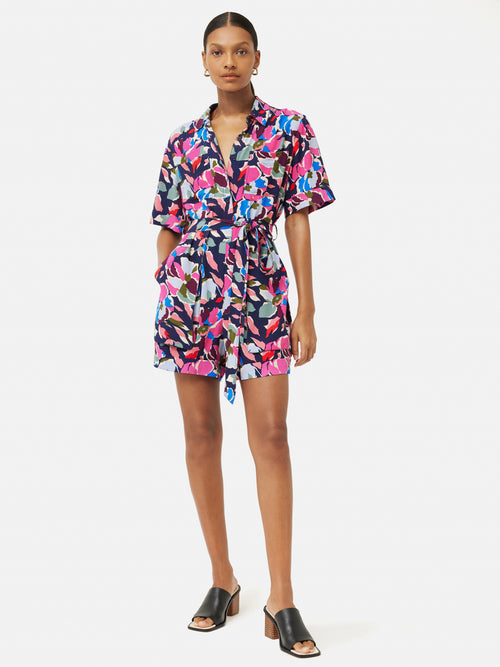 Graphic Pansy Playsuit | Red