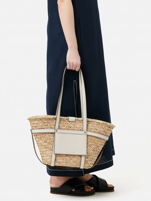 Broadwell Straw Leather Bag | White
