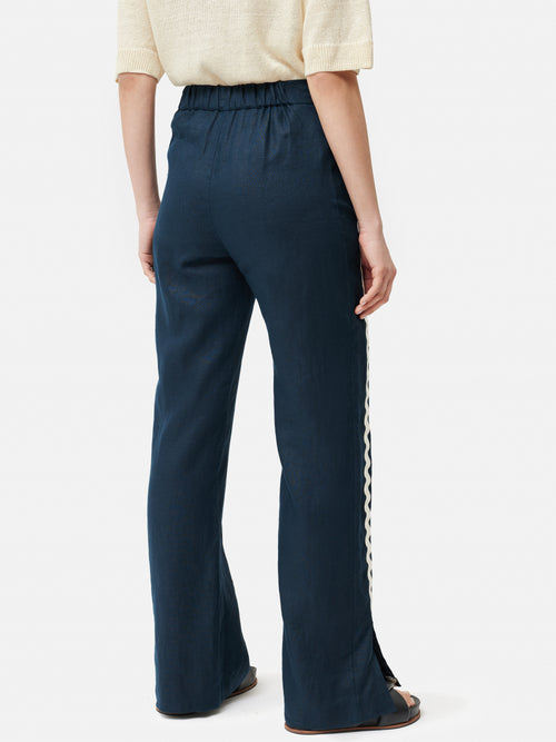 Linen Ric Rac Trouser | Navy